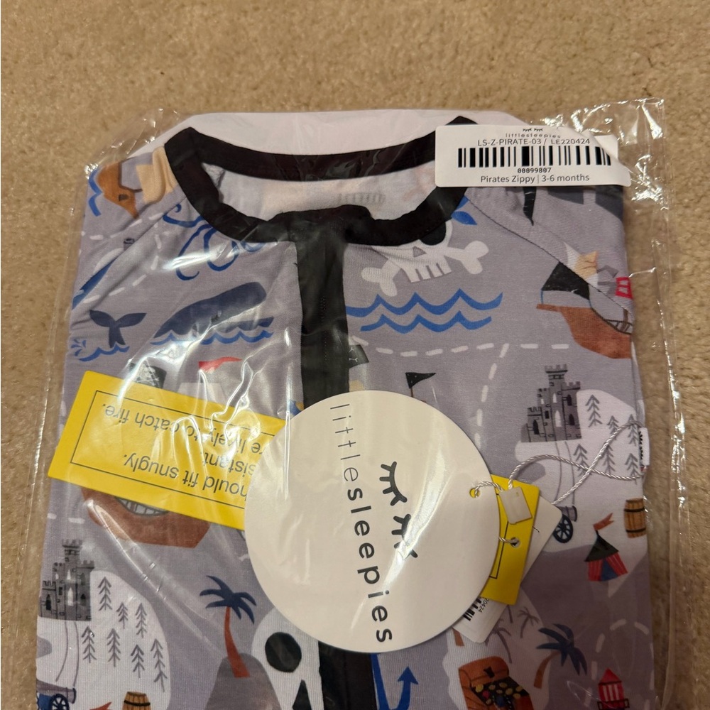 little sleepies Pirate Print zippy size 3-6 months